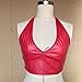 Women's Patent Leather Halter Top Backless Bustier Top Sexy Going Out Crop Tank Halter Neck Fashion Party Clubwear Red Large