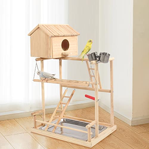 Bird Playground Parakeet Play Stand Cockatiel Gym with Nesting Box