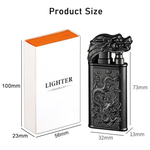 Encendedor antorcha diseño dragón doble llama recargable miniatura 6