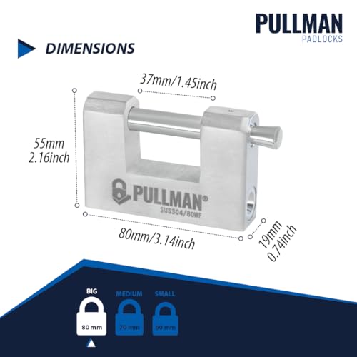 Image of Heavy Duty Keyed Alike Padlocks with 4 Keys - High Security Locks for Garage, Warehouse, Containers (2 Pack) (80mm)