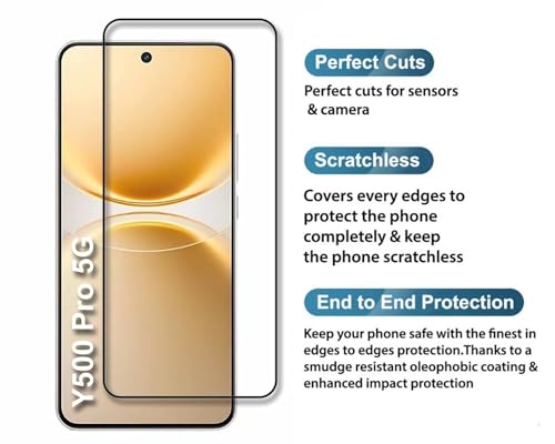 Image of HD Tempered Glass Screen Protector Compatible for Vivo Y500 Pro 5G with Edge to Edge coverage and Easy Installation kit