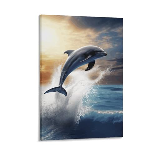 Toile murale dauphin pour transformer un mur vide en salon esthetique