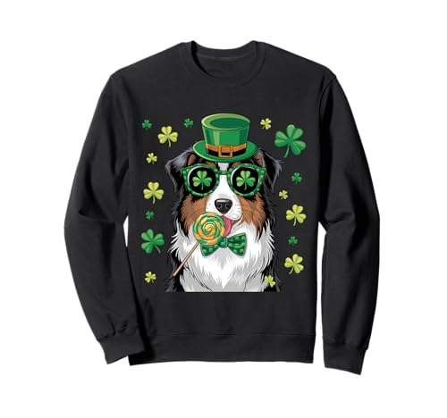 Australian Shepherd Dog Shamrock Irish Festa di San Patrizio Felpa