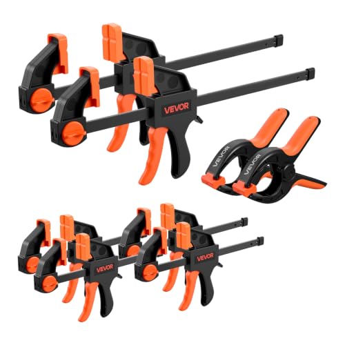 Image of VEVOR Bar Clamps for Woodworking, 8-Pack, 6 inch and 12 inch, with Spring Clamps, One-Handed Clamp /Spreader, 154 lbs Load Limit, Quick Release, Self-Locking Design, for Wood Working and Metal Working