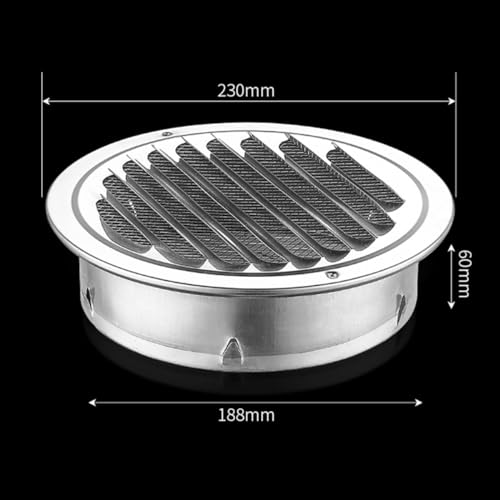 Grille de ventilation 190 mm anti-pluie inox ronde pour aération propre