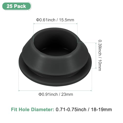 Image of M METERXITY 25-Packs Silicone Hole Plugs, Snap in Locking Hole Plugs for 18-19mm Hole, Round Hole Rubber Plug Kitchen Bulkheads Waterproof Sealing Plugs [Black]