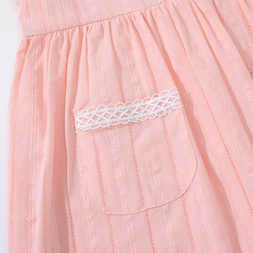 Image of HILEELANG Girls Cotton Dress Sleeveless Peter Pan Collar with Pockets