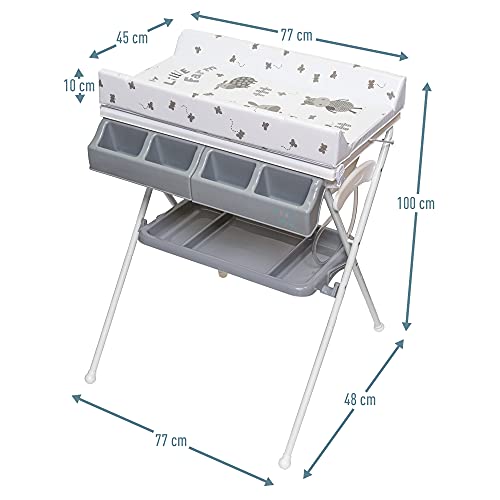 ib style® KOA commode met badkuip | mobiele commode | inklapbaar | 4 decors | My Little Farm Grey - Image 5