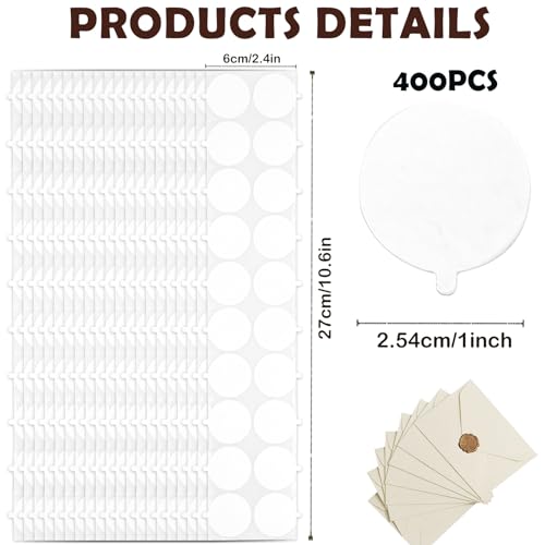 400 Pcs Double Sided Adhesive Dots for Wax Seal Stamp Kit, Removable Sticker Tape Dots Adhesive Wax