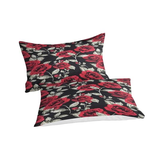 Linge de lit imprimé 2 personnes 200x200cm en microfibre rouge