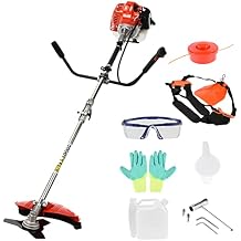 Cuteam Lawn Mower, Strong Powerful Full Functioning Guard Accessories Hedge Trimmer 52cc 2-Stroke Gas Straight Shaft String Backpack Grass Trimmer Red