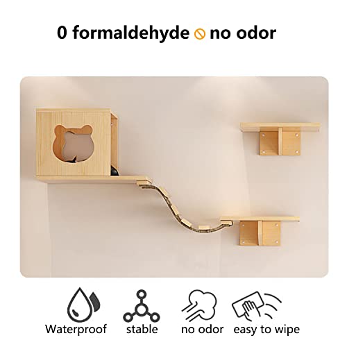 Cat Wall Shelves, Cat Wall Furniture, Cat Shelves And Perches For Wall, Cat Wall Steps Set With 2 Cat Condos House, 6 Cat Wall Shelves, 2Ladder, 1 Sisal Cat Scratching Post #TOP3