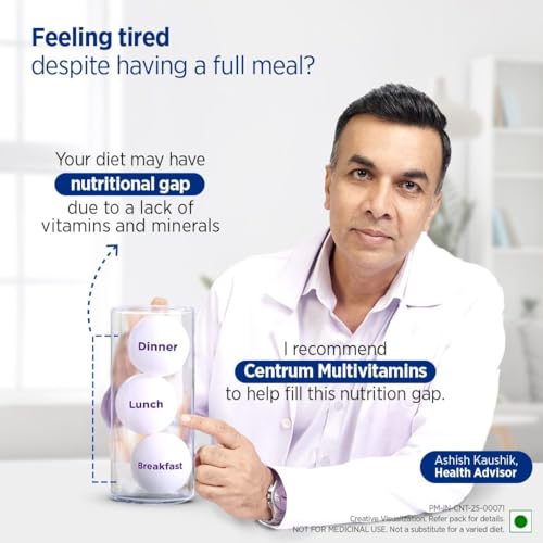 Image of Centrum Men - Multivitamin Tablet for Men | With 23 Vital Nutrients including Zinc, Magnesium, Vitamin B, C, D, Calcium for Energy, Immunity, Muscles and Overall Health | Veg - 50 tablets