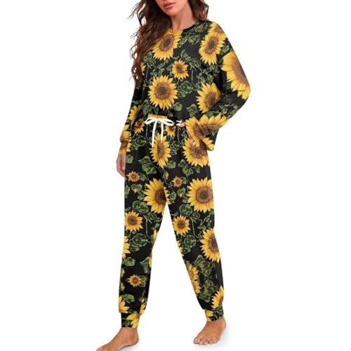 Image of Women's Pajamas Set Soft 2 Piece Loungewear Long Sleeve Pj Set Matching Sleepwear with Pockets for Women Plus Size