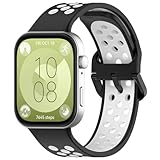 WalkerFit Breathable Bands Compatible with Huawei Watch Fit 3 Straps - Replacement Silicone Watch Bands - Black/White-2