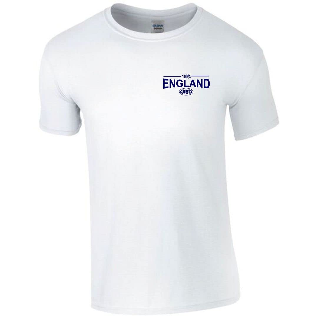 Cyclops Print Men's White 100% England Six Nation Rugby Badge T-Shirt 2XL