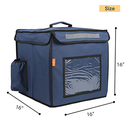 Image of Polyester Modern Maxim Insulated Water Stain Repellent Food Pizza Courier Bag 67 Litres 16X16X16 Inches (Extra Large, Navy Blue)