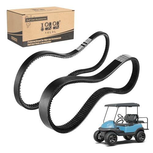 Image of 10L0L Clutch Drive Belt & Starter Generator Belt Kit for Club Car DS 1997-up, Club Car Precedent 2004-up Gas Golf Cart, Replace OEM 101916701 1016203