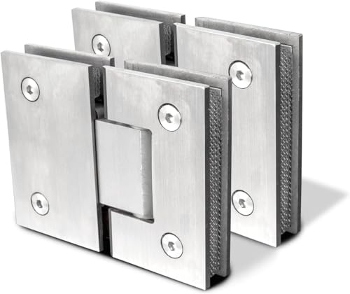 Cokritsm 2PCS Charnières de porte de douche en verre argenté Charnières de porte en verre à 180 degrés Pièces de rechange avec matériel de montage Pince de porte de salle de bain en acier inoxydable p