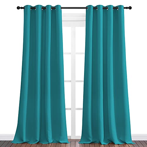 Image of NICETOWN Room Darkening Curtains 96 inch Length 2 Panels, Thermal Insulated Grommet Blackout Curtains for Modern Casual Elegant Bedroom Kids Room Theme Decoration (Peacock Teal, 2 Pieces, W55)