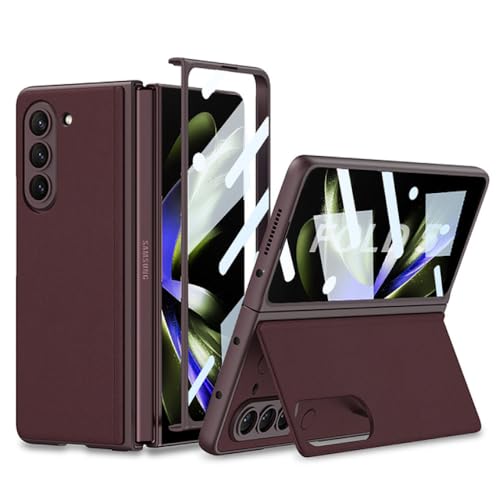 Étui Samsung Galaxy Z Fold 5 en cuir mat antichoc avec film de protection avant