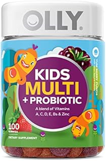 OLLY Kids Multivitamin + Probiotic Gummy, Digestive and Immune Support, Vitamins A, D, C, E, B, Zinc, Kids Chewable Supplement, Berry, 50 Day Supply - 100 Count (Pack of 1)