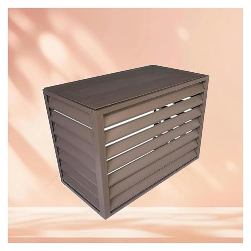 エアコン室外機カバー, ルーバー室外機カバー, エアコン室外機カバー、棚付き植物スタンド、屋外用エアコンカバー(Brown flat roof,110*60*80cm)