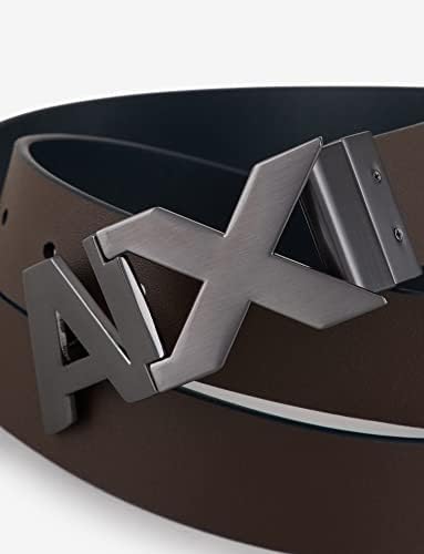 Image of Armani Exchange Men's Leather Wide Logo Belt Buckle