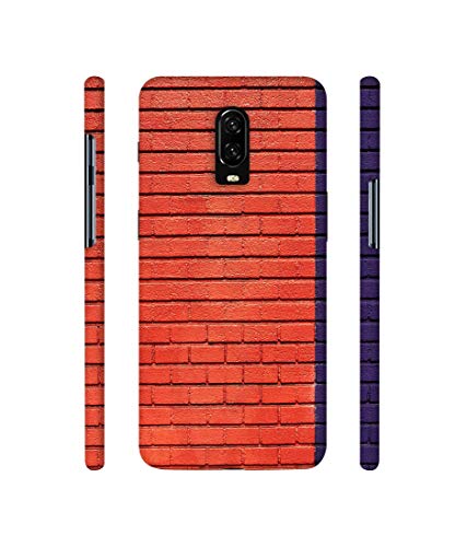 Image of Amazon Brand - Solimo Designer Red And Purple Brick 3D Printed Hard Mobile Back Case Cover Compatible for OnePlus 6T
