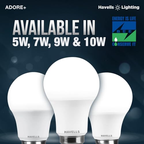 Image of Havells 9w LED Bulb for Home & Office |B22 LED Bulb Base |Cool Day White Light (6500K) |4Kv Surge Protection |High Voltage Protection |Eco Friendly Energy Efficient | Pack of 20