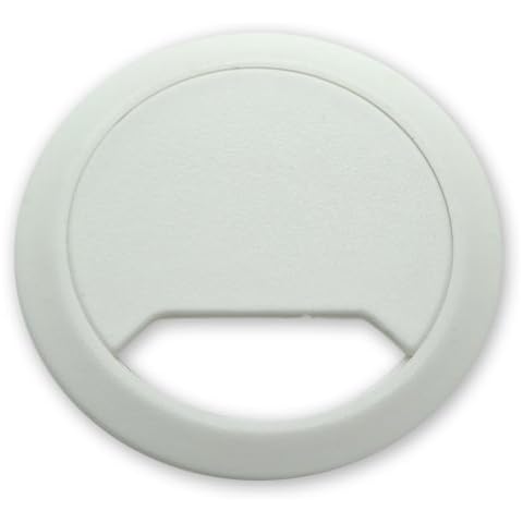 10 White Desk Cable Tidies - 65mm - Desk Grommets, Desk Hole Inserts, Tidy & Organize Office Cables Cover