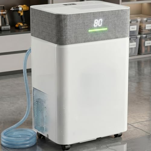 Image of Uthfy 5000Sq.Ft Dehumidifier for Basement with Drain Hose,Large Quiet Smart Compressor Dehumidifiers for Home /Bedroom /Bathroom,Reusable Filter,Dual-Screen,Child Lock,Intelligent Humidistat,24H Timer