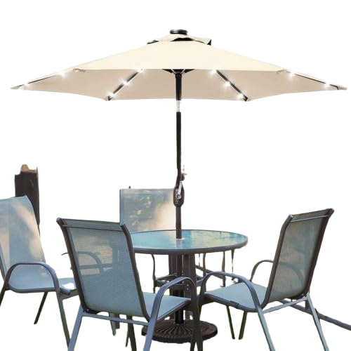 Image of Invezo Led Metal center Pole Center Pole Outdoor Garden Umbrella with Solar Panel (9 ft dia) with Base