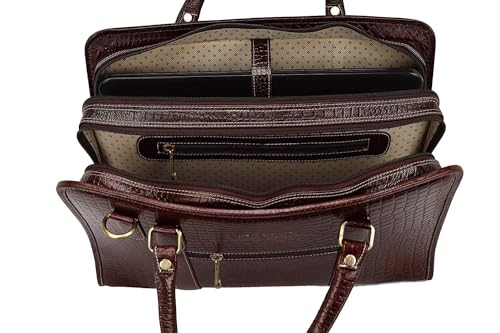 Image of HYATT Leather Accessories 16 Inch Full Grain Natural Leather Laptop Messenger & Shoulder Bags For Men 24 Litres Capacity Upto16 inch Laptop Compartment Dimension-L-16 X H-12 X W-4 Inch Weight-1 KG