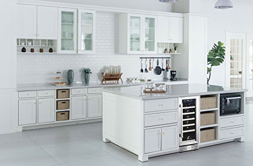 Kalamera 12'' Wine Cooler 18 Bottle Built-in or Freestanding with Stainless Steel & Double-Layer Tempered Glass Door and Temperature Memory Function