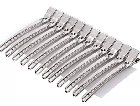 KRYTONE 12pcs Professional Hairdressing Steel Hair Clips(Silver)