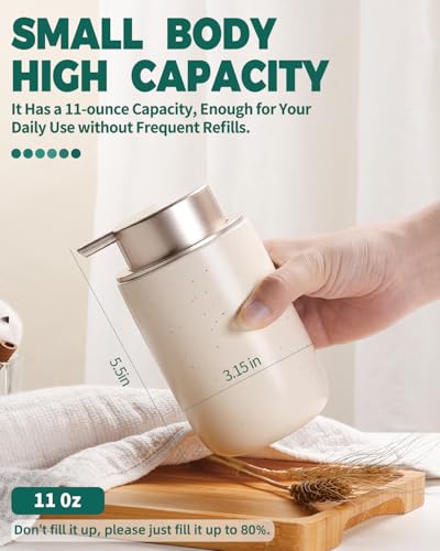 Image of BosilunLife Foam Soap Dispenser - Ceramic Foaming Hand Dispenser for Bathroom Modern Farmhouse Small Soap Dispenser Lotion Hand Pump Dispenser for Kitchen Sink (Apricot, Foam Pump)