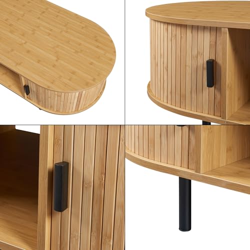 Table Basse Scandinave 120cm Rangement Portes [en.casa]