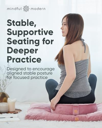 Image of Mindful & Modern Zabuton Meditation Mat - Cotton Filled Yoga and Meditation Pad - Zabuton Meditation Cushion for Kneeling and Sitting Support - Large Rectangular Sitting Floor Pillow for Bench or Zafu