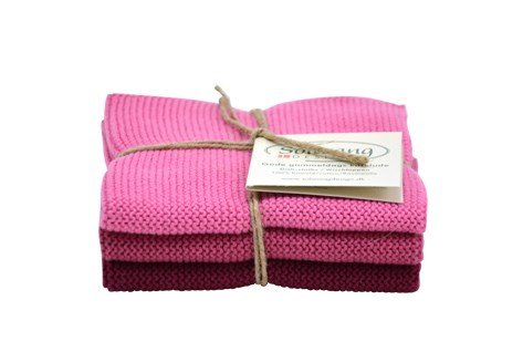 Paños de limpieza de punto rosa oscuro bayetas Solwang acero inoxidable pack 3