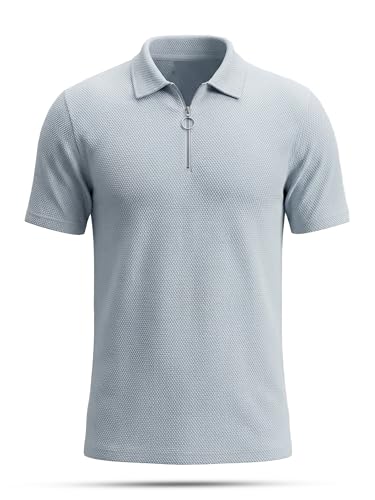 Image of fanideaz Mens Jacquard Tshirt Regular Fit Premium Collar t Shirts for Mens with Classic Style Polo Tshirts Shirts for Men Casual wear and Modern Zipper t Shirts for Men