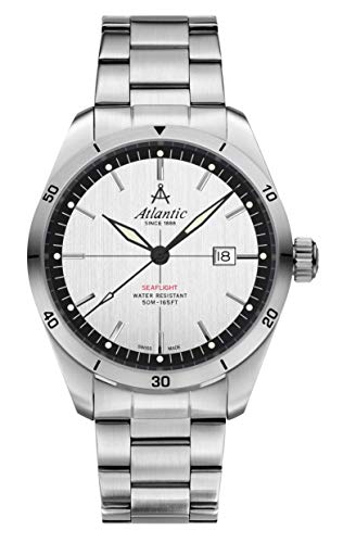 Preisvergleich Produktbild Atlantic- Sportuhr, Herren, Quarz, Metallband - 419044 (weiß)