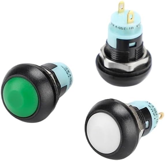 1pc 12mm Small Push Red Button Switch Self-Locking Fixed Latching Big Ball Head Doorbell Access Control