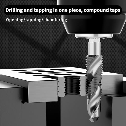 Hex Shank Titanium Plated HSS Screw Thread Metric Tap Drill Bits Screw Machine Compound Tap - image 7