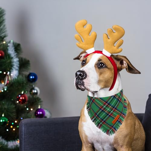 ADOGGYGO-Christmas-Dog-Bandanas-with-Tassels-Stylish-Plaid-Dog-Scarf-Bib-Premium-Cotton-Fabric-Red-Green-Christmas-Bandanas-for-Medium-Large-Dogs-Pets-Large ADOGGYGO Christmas Dog Bandanas with Tassels Stylish Plaid Dog Scarf Bib Premium Cotton Fabric Red Green Christmas Bandanas for Medium Large Dogs Pets Large