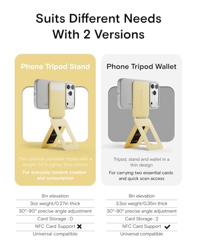 Image of MOFT Phone Tripod Wallet for iPhone, Mulit-Angles, Lightweight Phone Stand, MOVAS Vegan Leather Magnetic Wallet, Strong Magnets, NFC Card Holder,Travel Essential, Panna Cotta (with Card Slot)