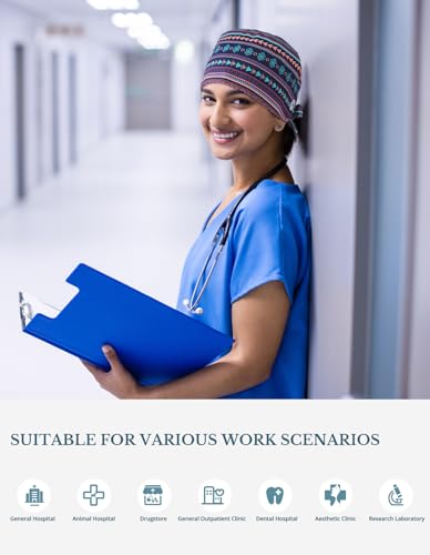 Image of Scrub Caps for Men and Women with Buttons, Classic Surgical Caps | Double-Sided Printed, Adjustable,Long Hours, Sweatbands, Fabric Help Reduce Static Buildup