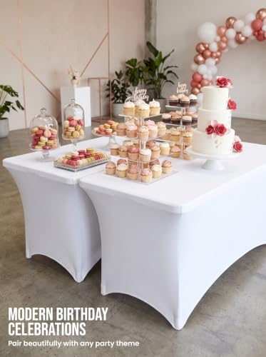 Image of Utopia Kitchen 6Ft 10 Pack, White Tablecloth for Rectangle Tables - Fitted Table Cloth Washable & Wrinkle Resistant Bulk Event Hospitality Wedding Banquet Corporate Functions Use