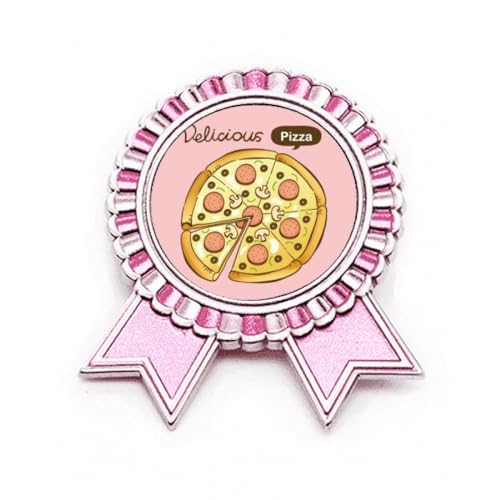 Broche champignon pizza Italie en métal rose taille M badge mode pour veste et sac à dos