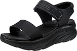 Skechers Women's D'LUX Walker New Block Sport Sandal, Black Mesh, 7 UK